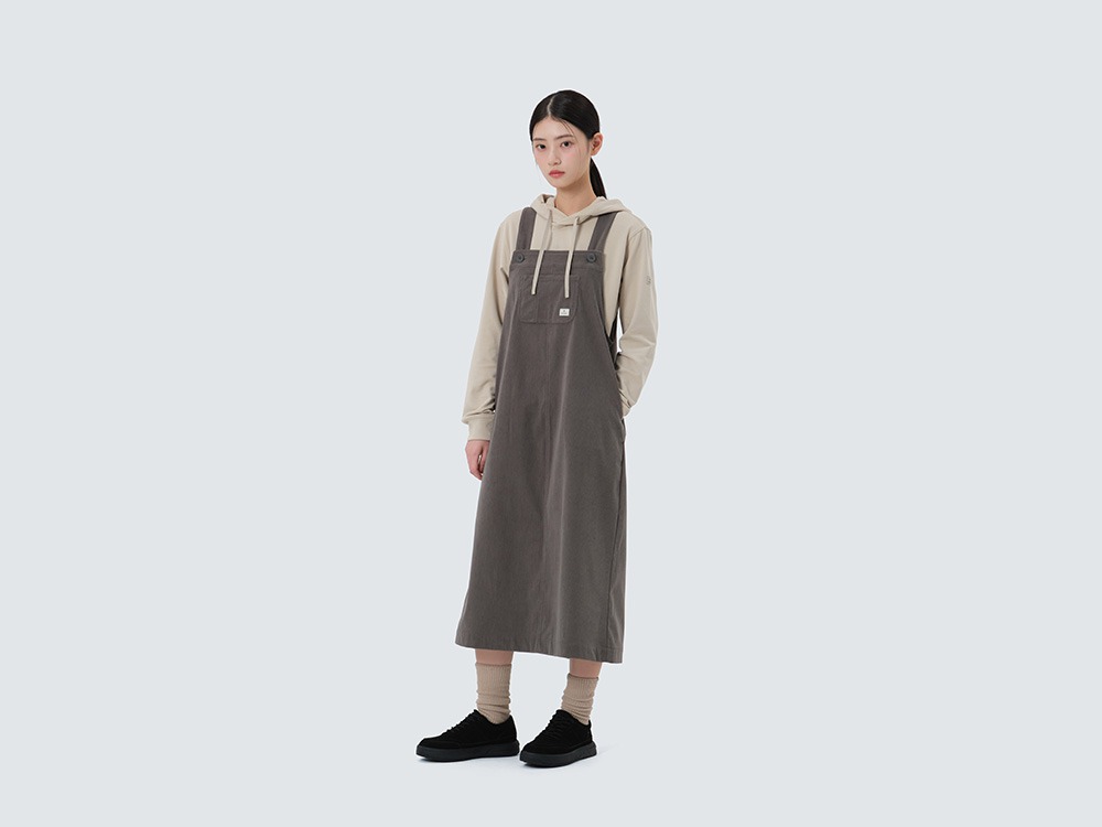 Corduroy Women's Overall Dress S DARK GREY