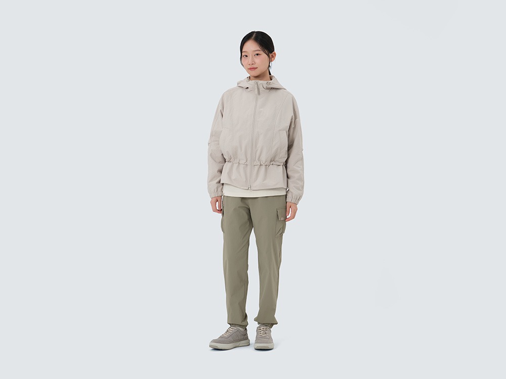 Polywasher Women's Hood Windbreaker S LIGHT BEIGE
