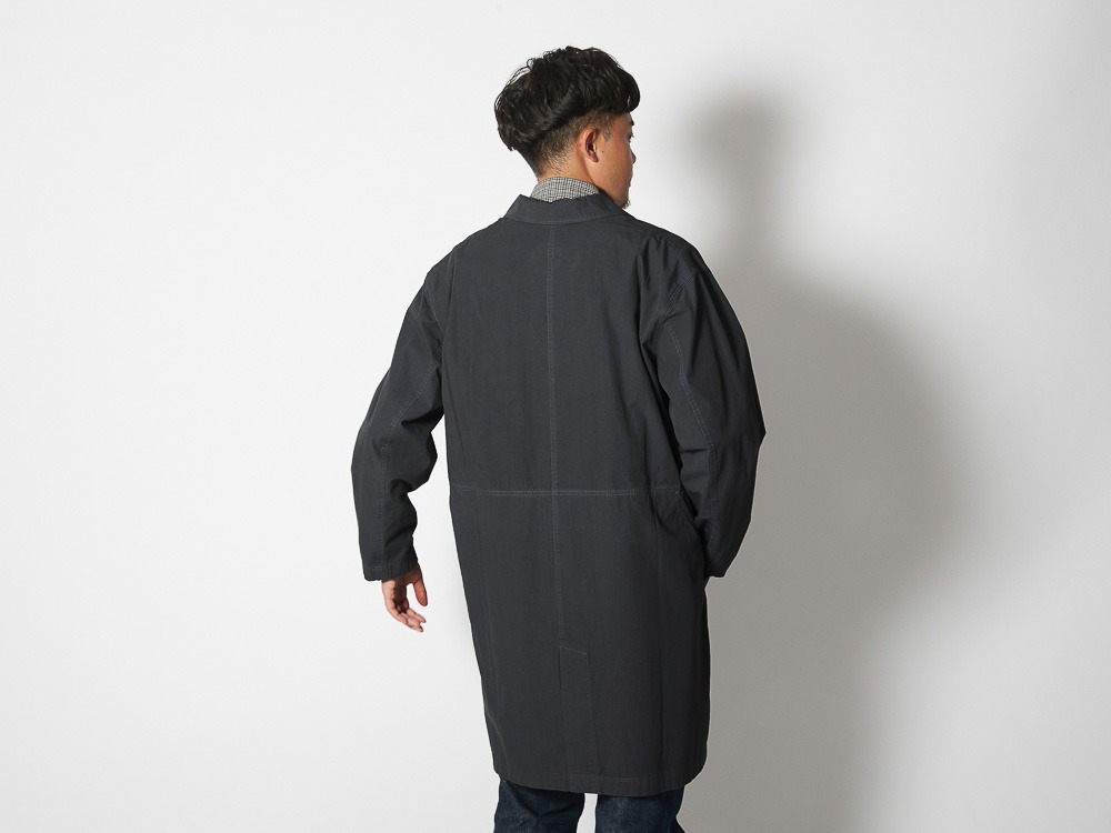 Natural-Dyed Recycled Cotton Coat L Charcoal