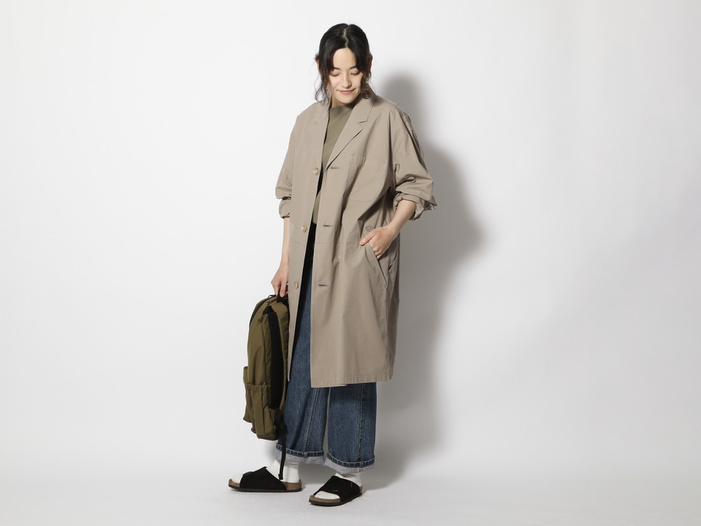 Natural-Dyed Recycled Cotton Coat M Beige