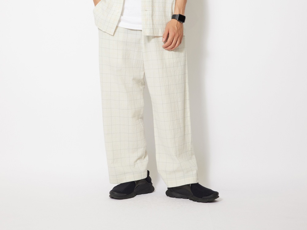 Co/Pe Washer Check Pants 1 Ecru