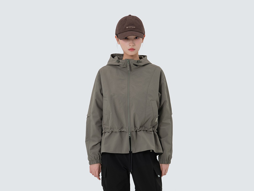 Polywasher Women's Hood Windbreaker S DARK KHAKI