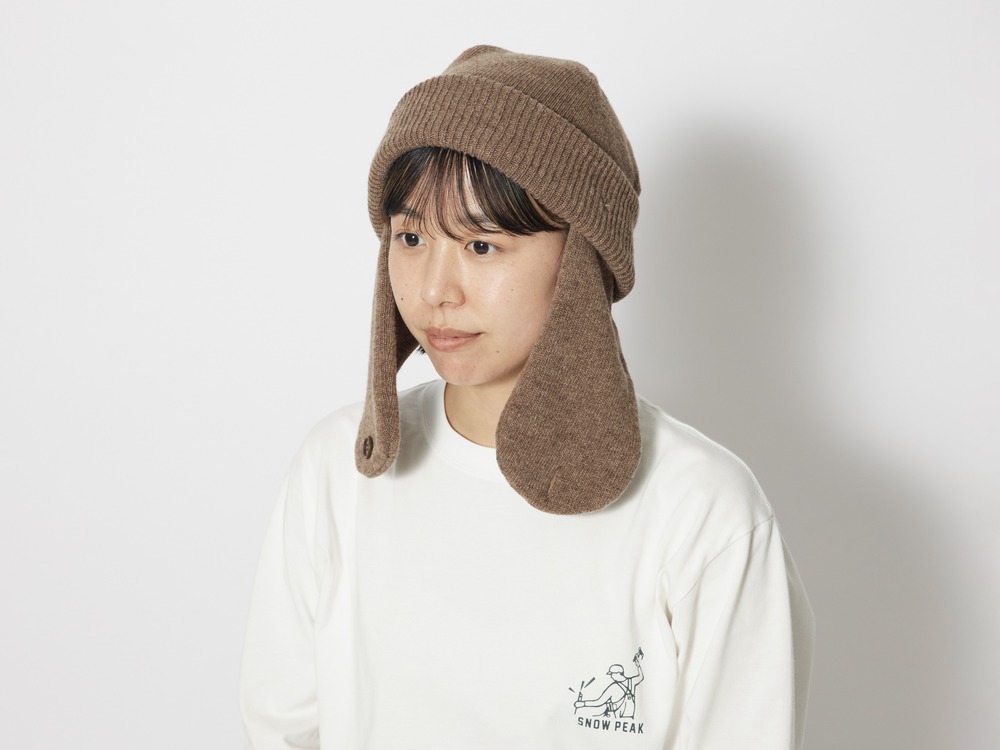 Knit Flight Cap One Brown