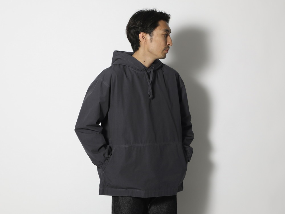 Natural-Dyed Recycled Cotton Parka S Charcoal