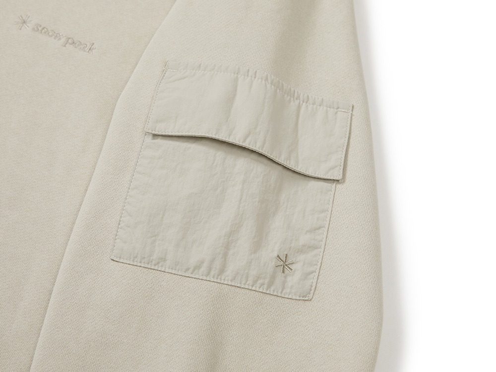 Land Pocket Hood T-Shirt M LIGHT BEIGE