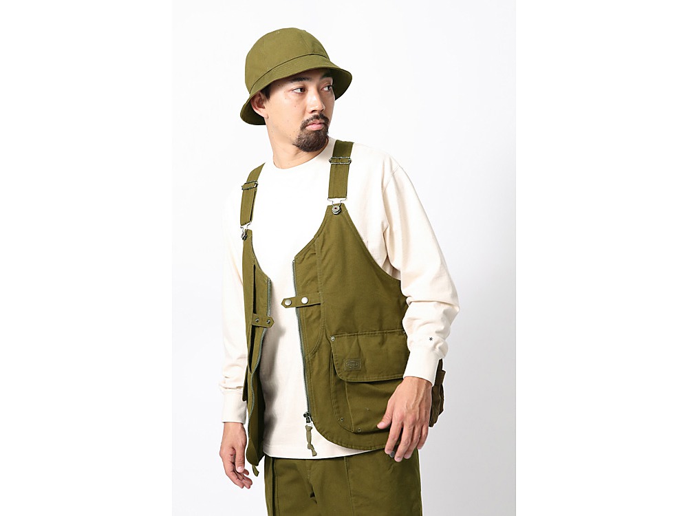 TAKIBI Canvas Vest L Olive