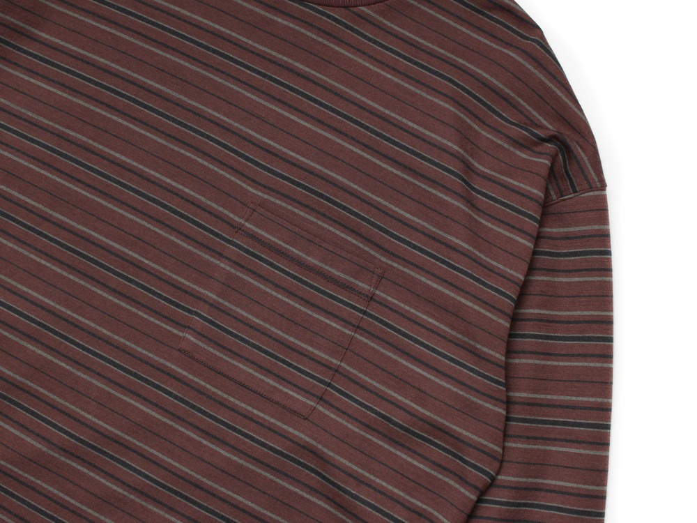 【先行予約商品】Hybrid Wool Mesh Stripe L/S T M BROWN BD