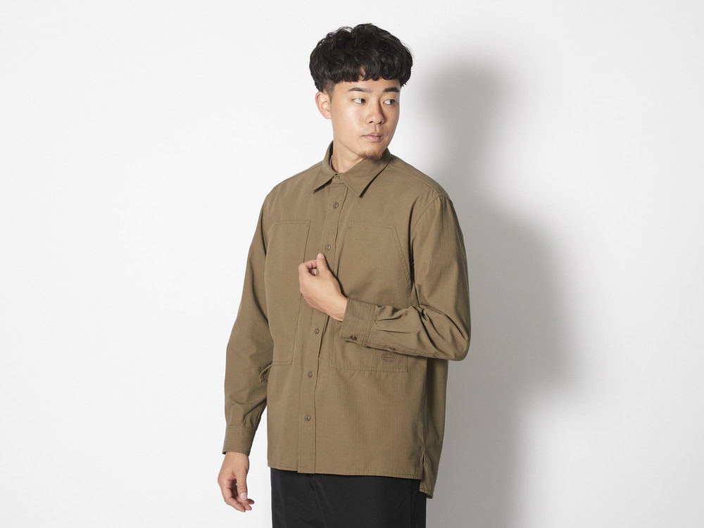 TAKIBI Light Ripstop L/S Shirt S Lightgrey