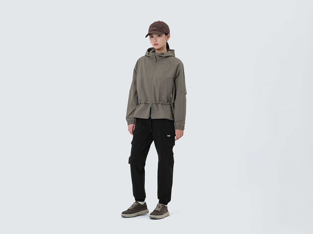 Polywasher Women's Hood Windbreaker S DARK KHAKI