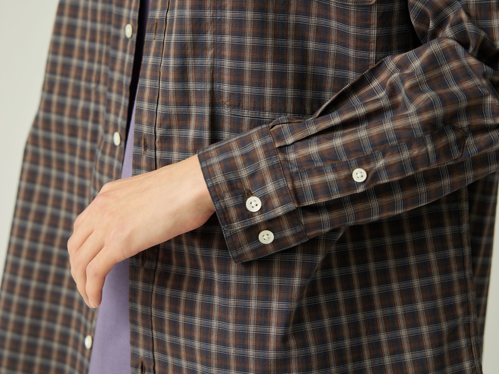 【先行予約商品】Organic Cotton Ombre Check Shirt S BROWN CH