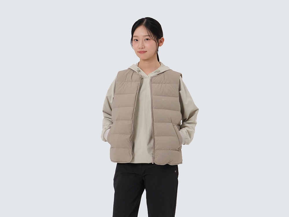 Land Women's Lightweight Down Vest M TAN GREY