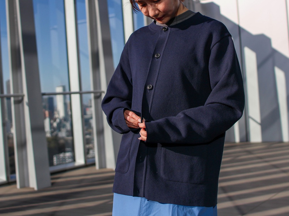 Co/Pe Knit Cardigan M BLACK