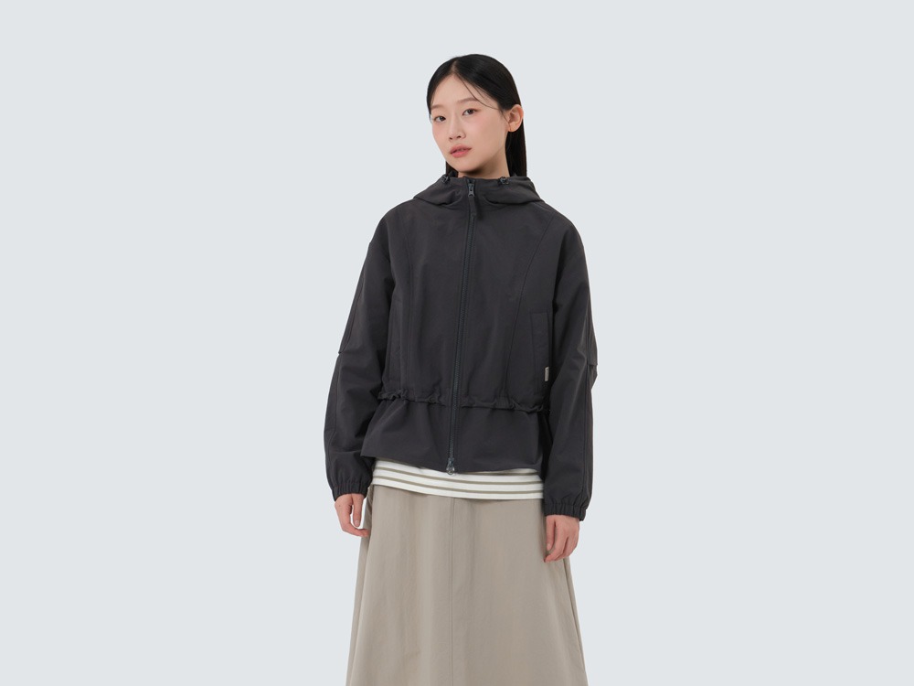 Polywasher Women's Hood Windbreaker S DARK CHARCOAL