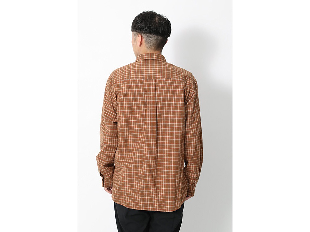 Cotton Warm Check BD Shirt XL Brown