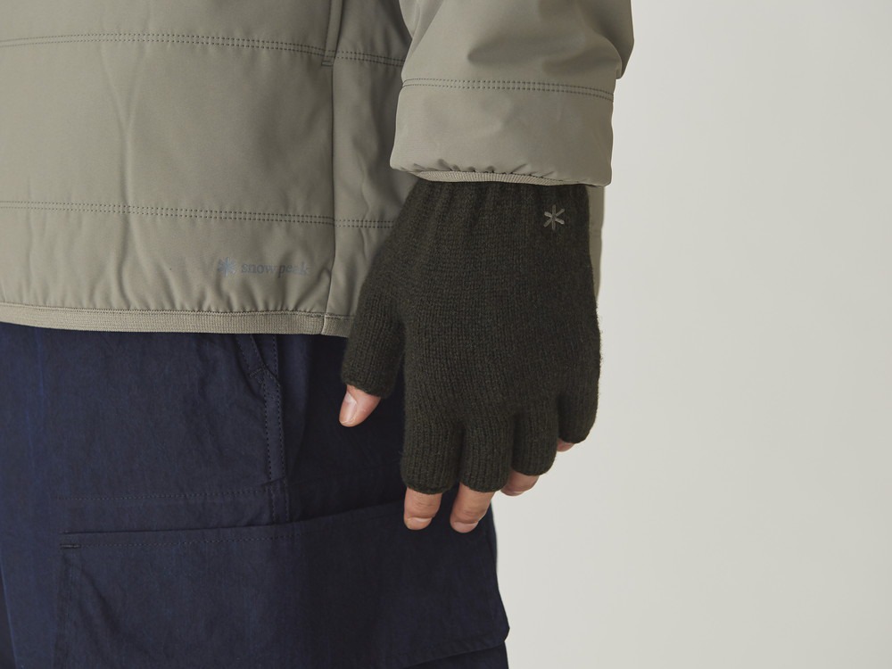 Wool Knit Gloves L Olive