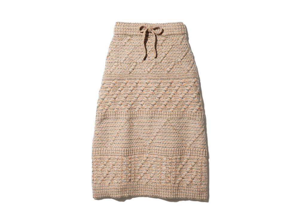 Alpaca Mixed Knit Skirt 2 EcruMix