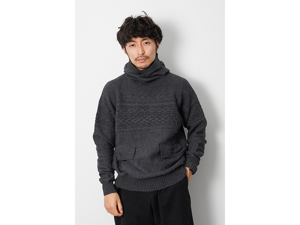 Shetland Guernsey Knit Parka M BR(KN-20AU10303BR) | ニットの通販