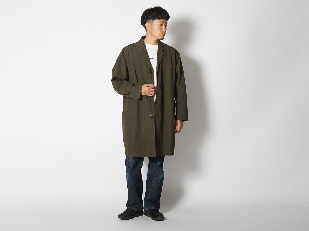 Natural-Dyed Recycled Cotton Coat L Charcoal