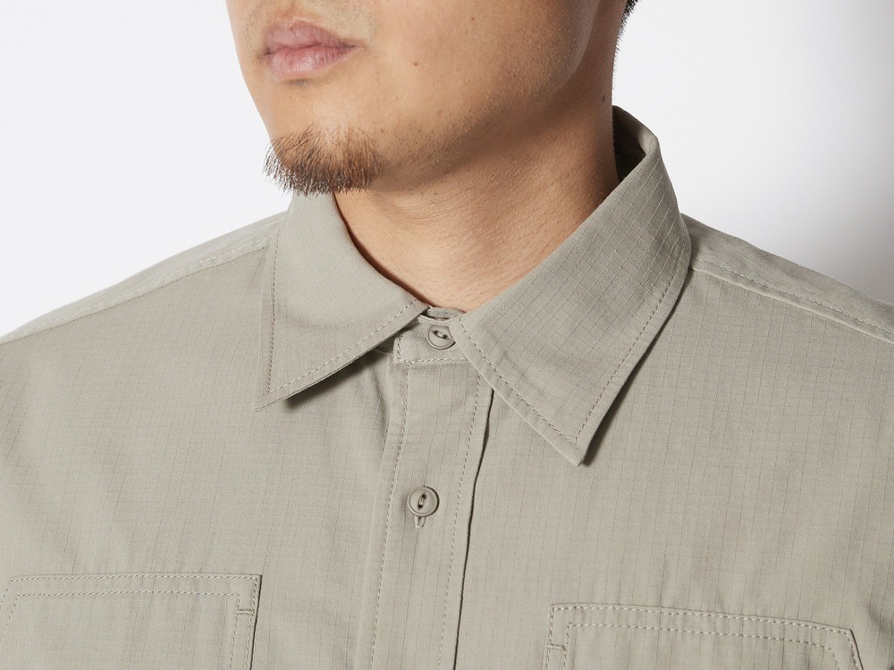 TAKIBI Light Ripstop L/S Shirt S Lightgrey