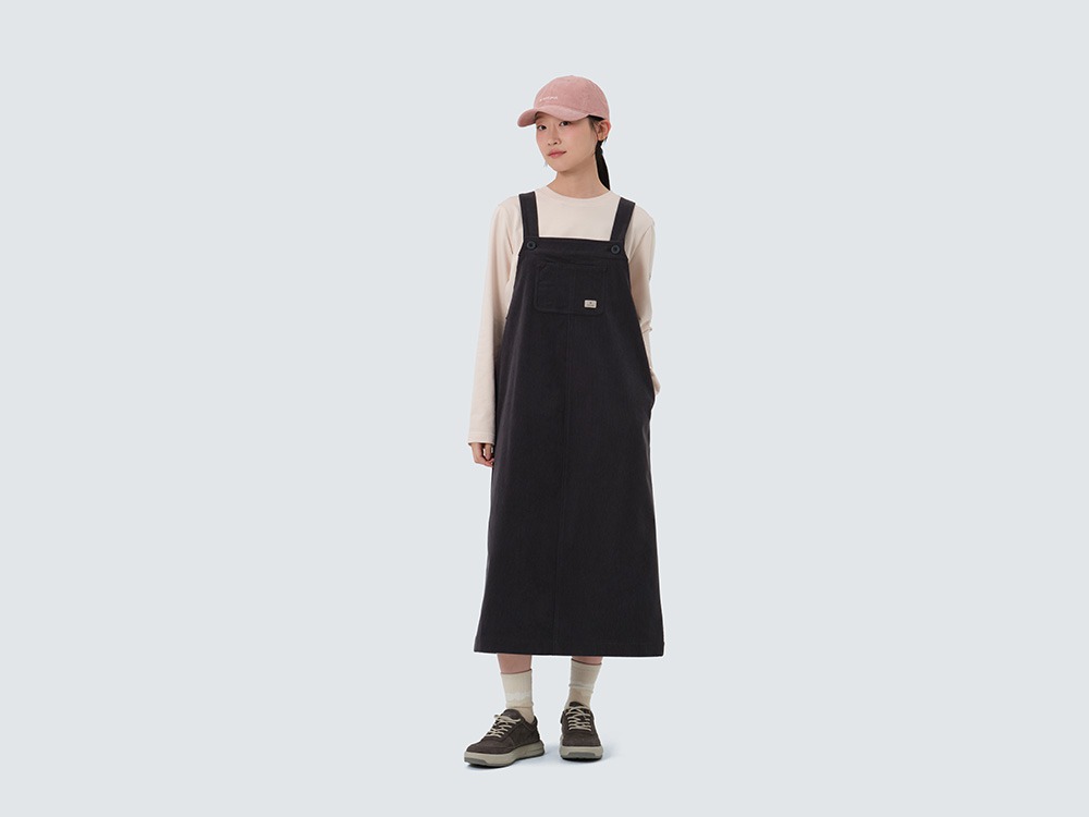 Corduroy Women's Overall Dress S DARK CHARCOAL