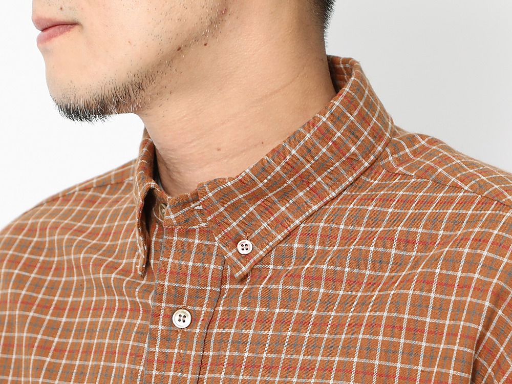 Cotton Warm Check BD Shirt S Brown