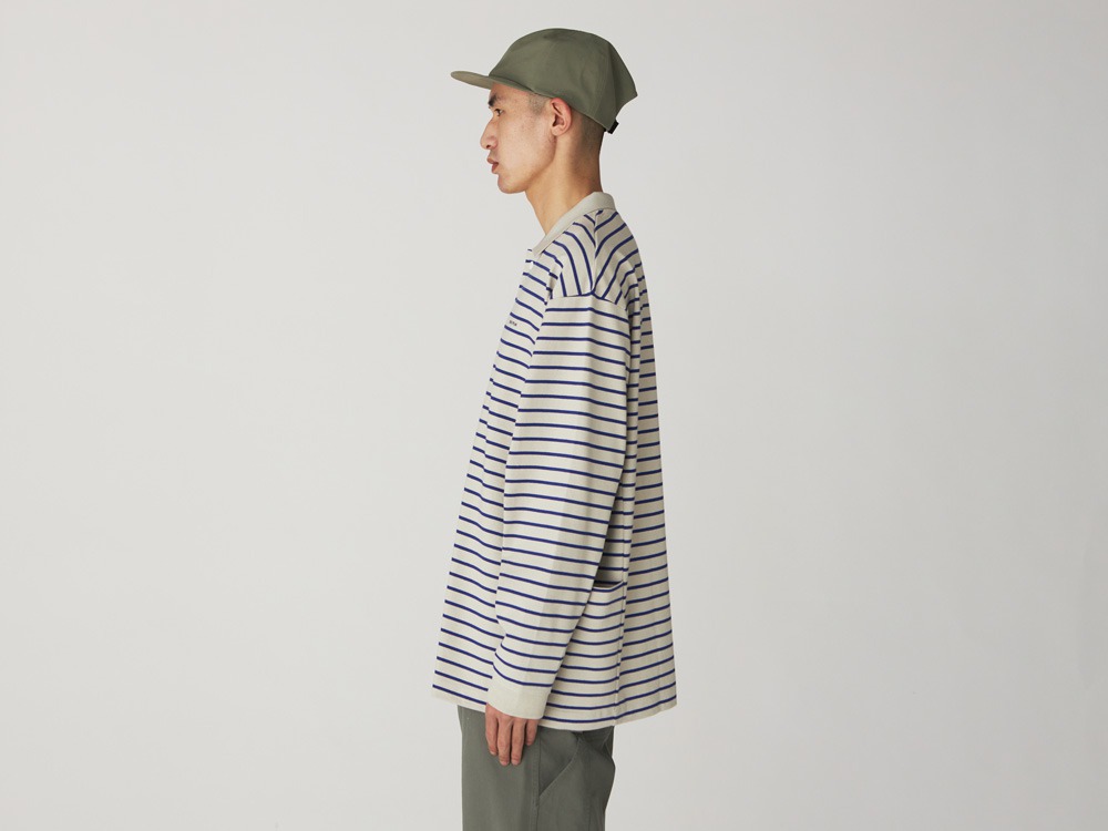 Heavy Cotton Border LS Polo Shirt S Blackgrey