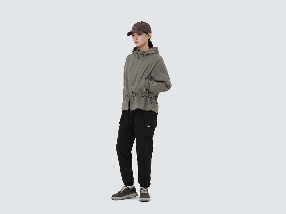 Polywasher Women's Hood Windbreaker S DARK KHAKI