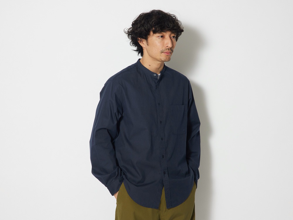 OG Cotton Poplin Stand Collar Shirt M Navy