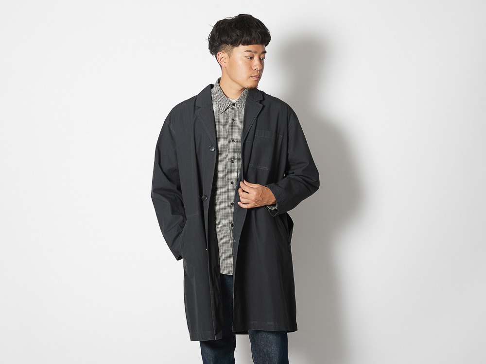 Natural-Dyed Recycled Cotton Coat L Charcoal