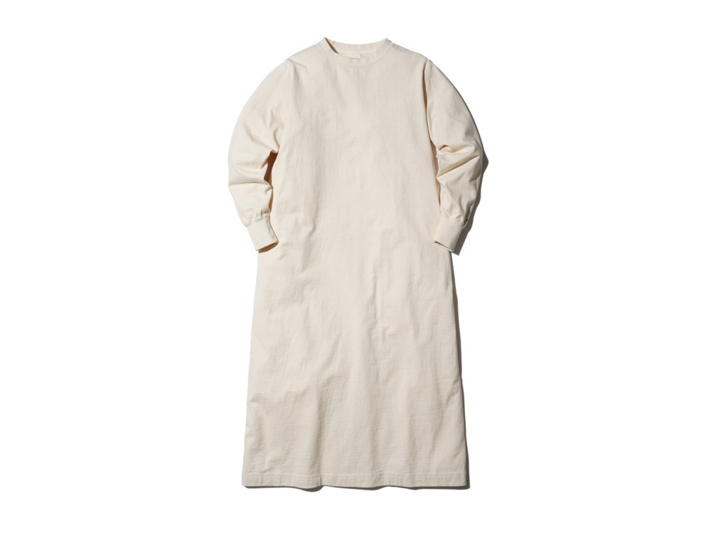 Recycled Cotton Heavy L/S Dress 3 Ecru