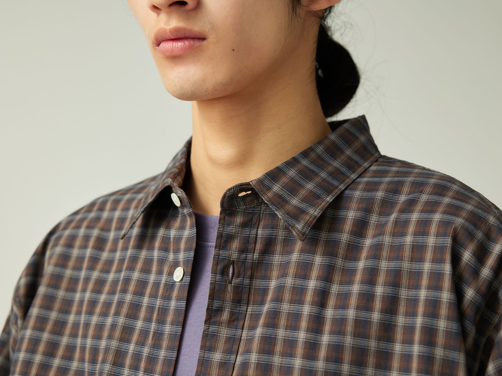 【先行予約商品】Organic Cotton Ombre Check Shirt S BROWN CH
