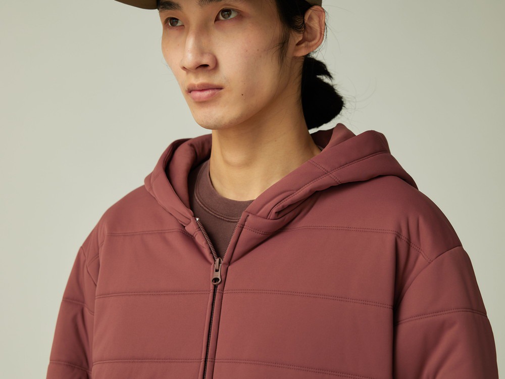 Flexible Insulated Zip Up Hoodie S LIGHT BROWN