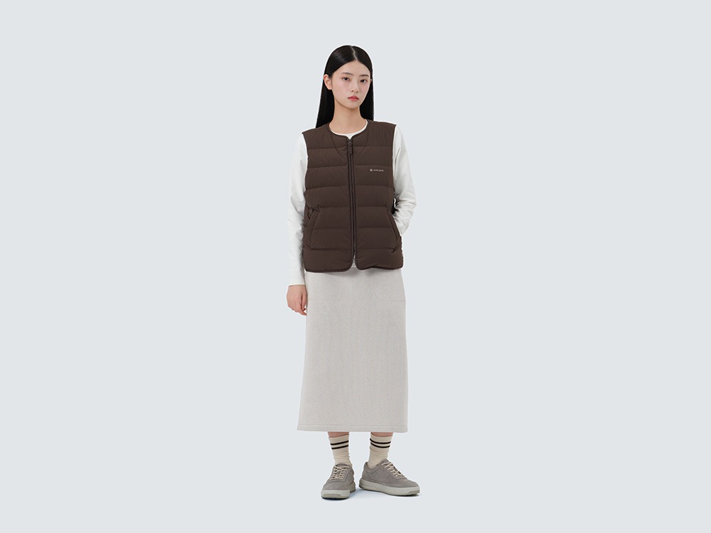 Land Women's Lightweight Down Vest M CHOCO BROWN