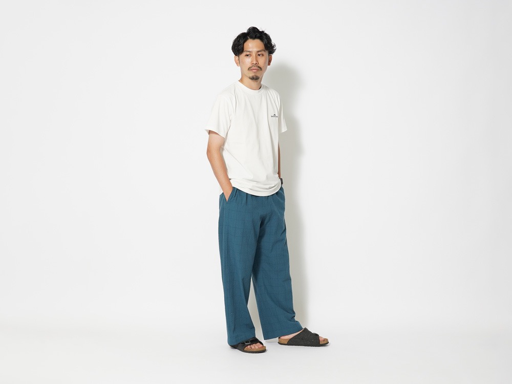 Co/Pe Washer Check Pants XL Ecru