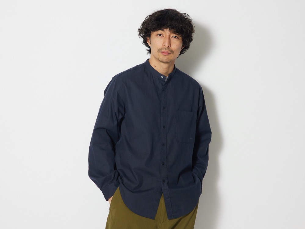 OG Cotton Poplin Stand Collar Shirt M Navy