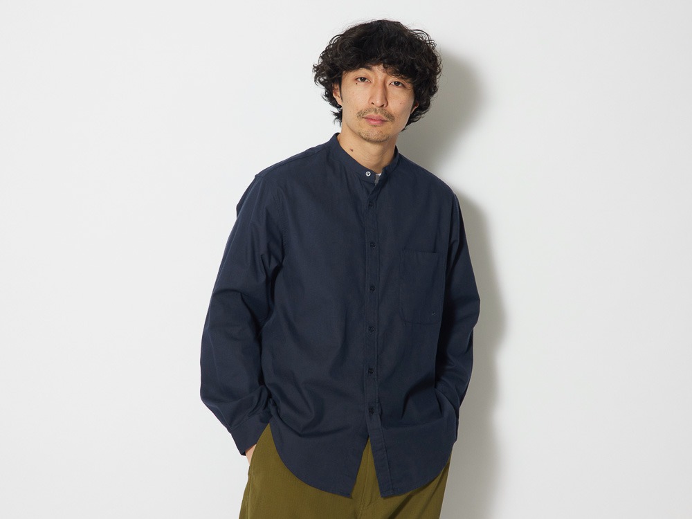 OG Cotton Poplin Stand Collar Shirt S Navy