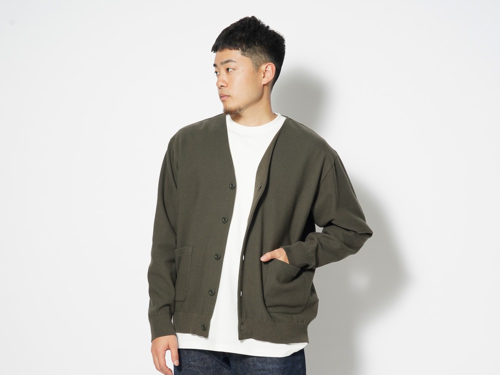 Co/Pe Knit Cardigan XL Olive