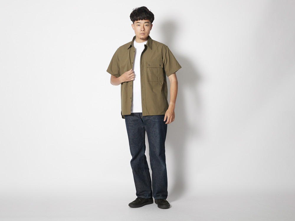 TAKIBI Light Ripstop S/S Shirt S Lightgrey