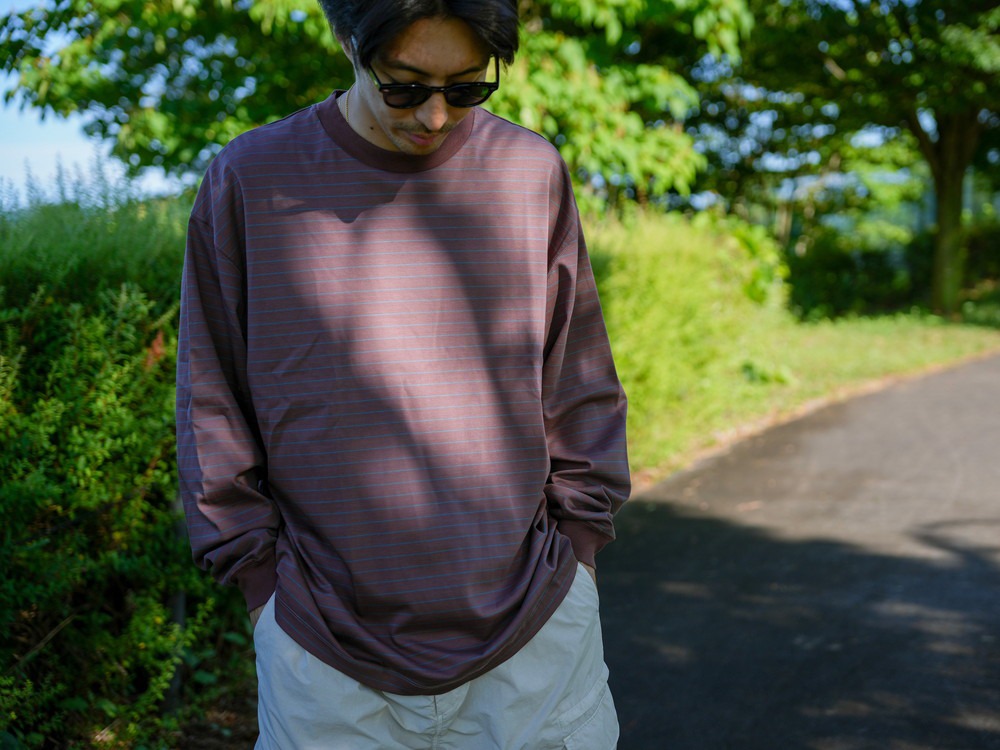 【先行予約商品】Hybrid Wool Mesh Stripe L/S T S GREY BD
