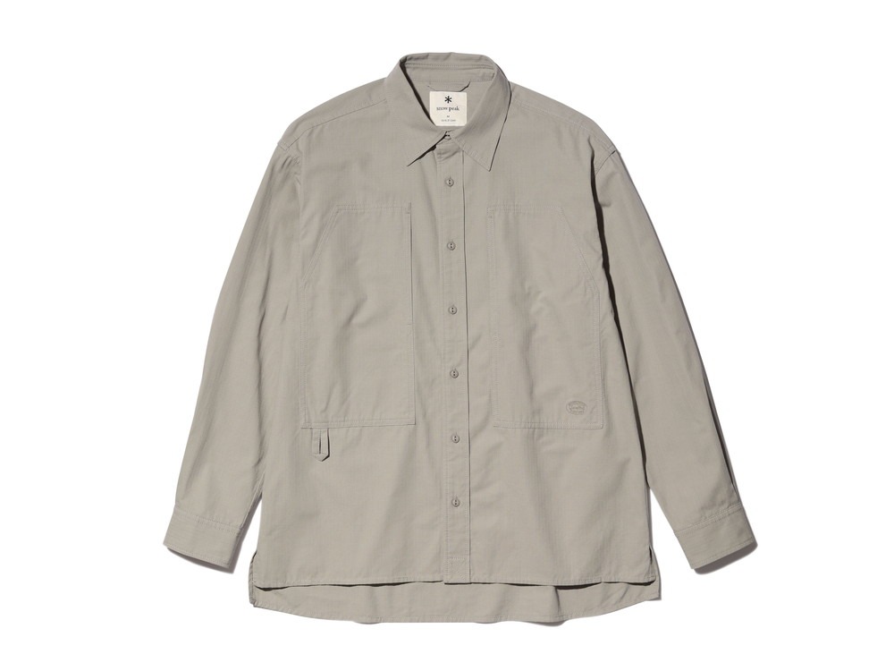 TAKIBI Light Ripstop L/S Shirt S Lightgrey