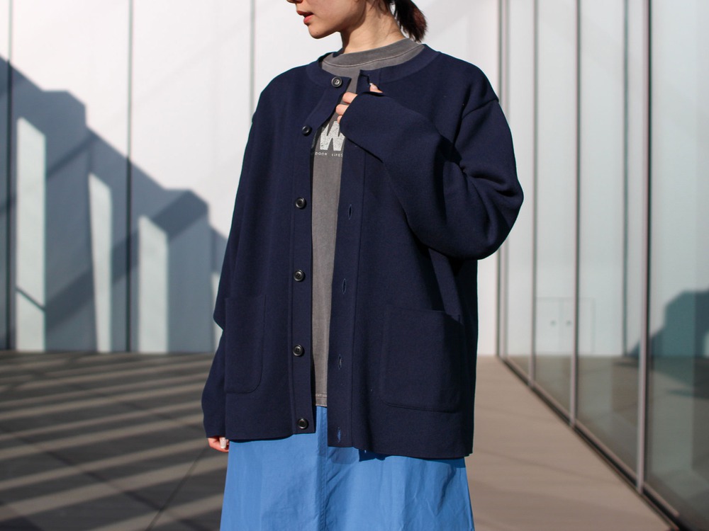 Co/Pe Knit Cardigan M BLACK