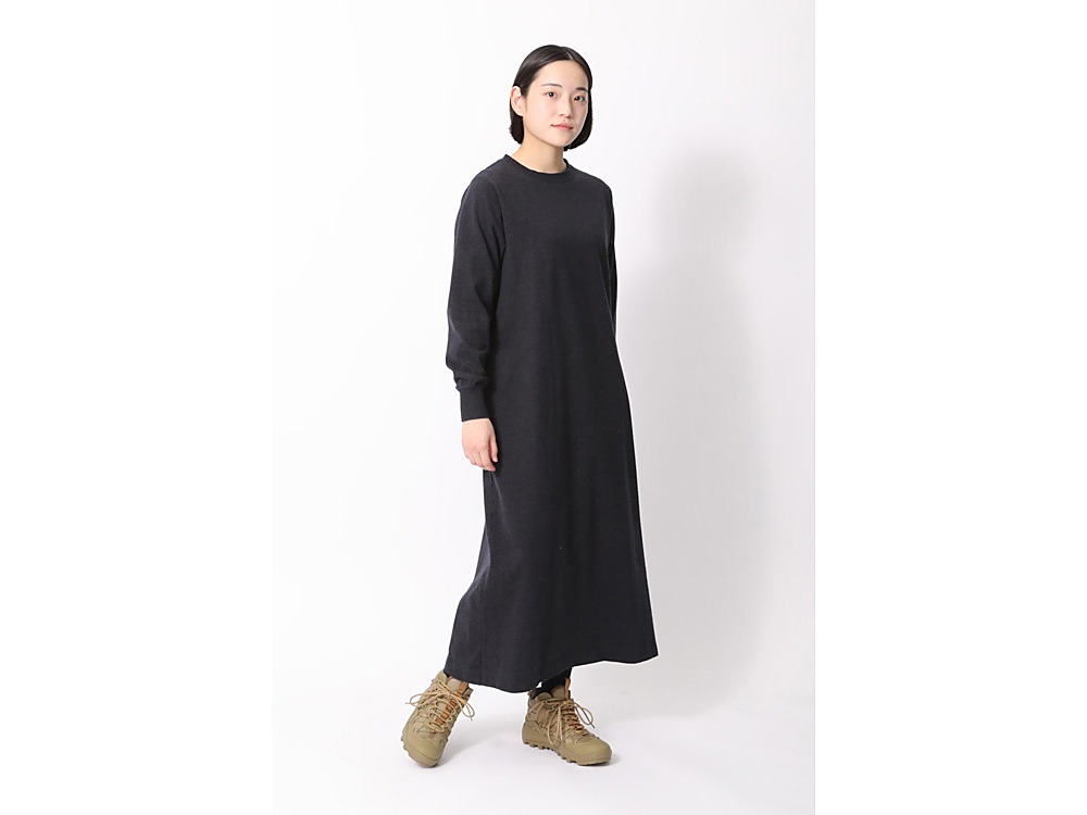 Recycled Cotton Heavy L/S Dress 1 Black(SW-22AW40100BK