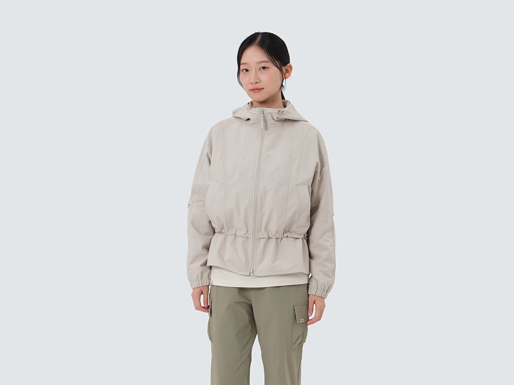 Polywasher Women's Hood Windbreaker S LIGHT BEIGE