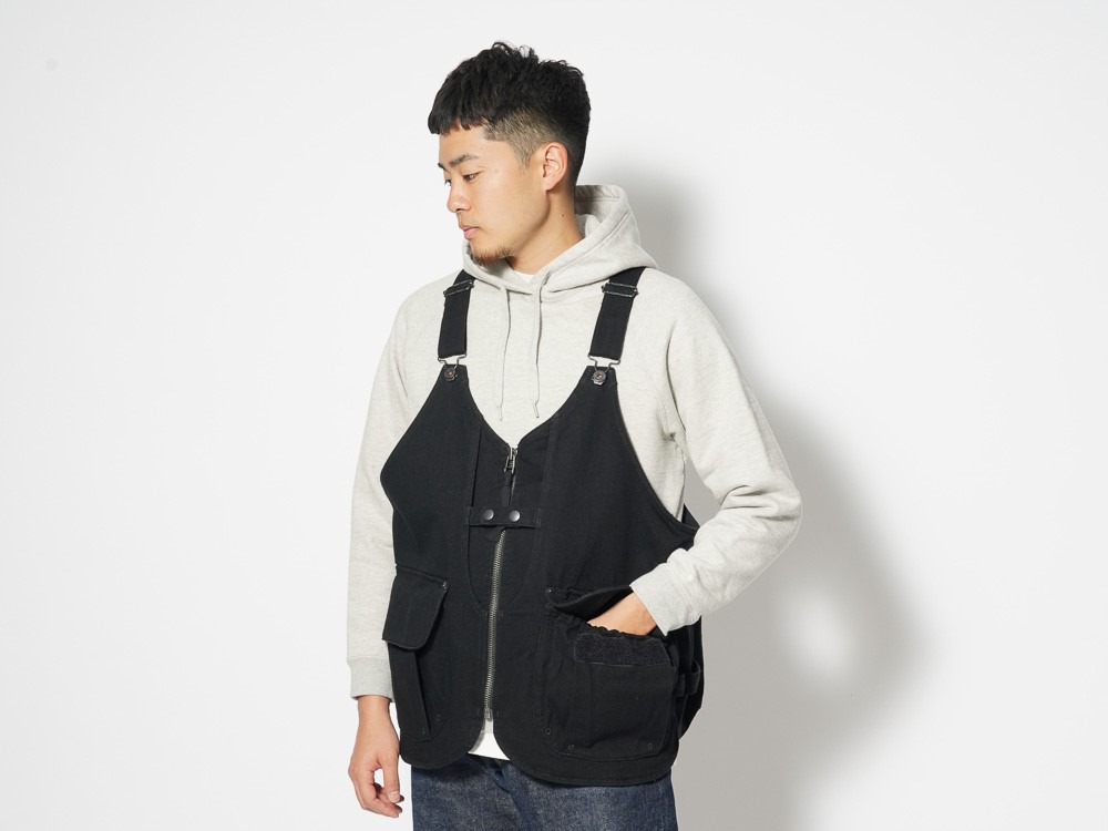 TAKIBI Denim Vest L Black