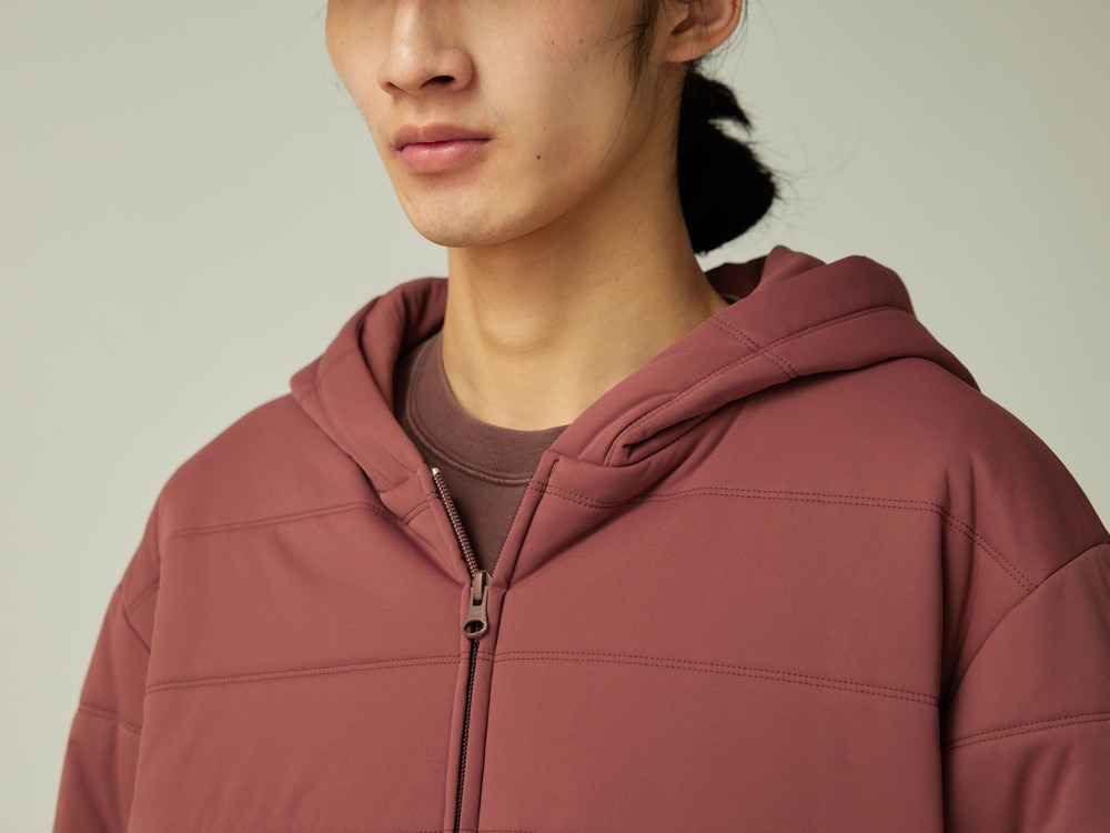 Flexible Insulated Zip Up Hoodie S LIGHT BROWN