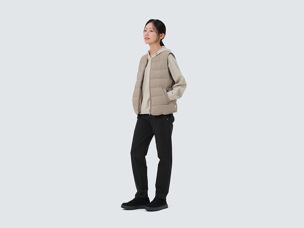 Land Women's Lightweight Down Vest M TAN GREY