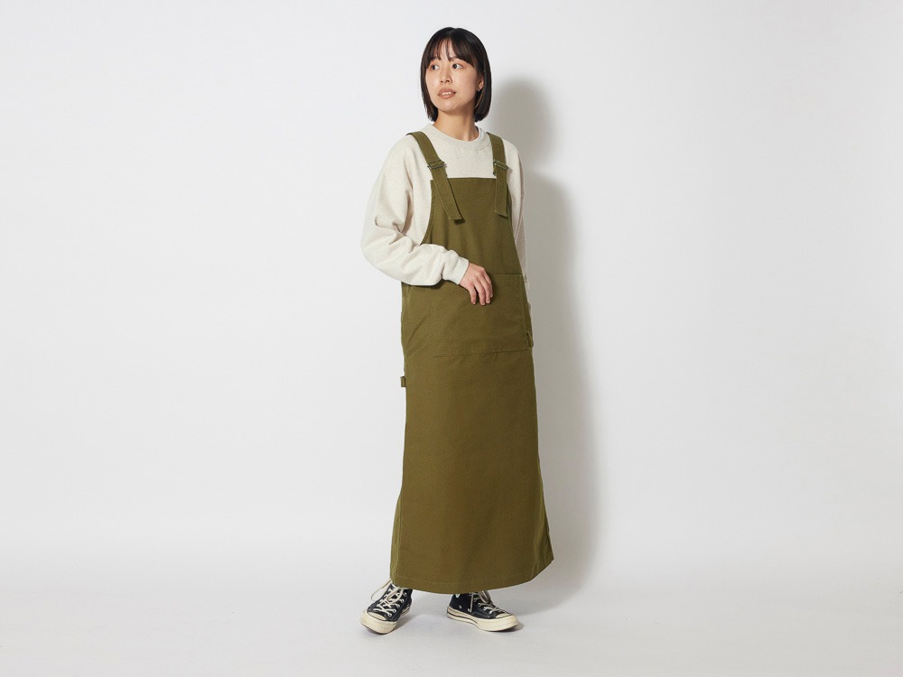 TAKIBI Canvas Dress 4 Olive