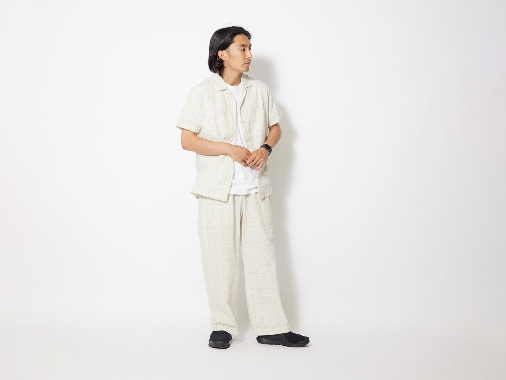 Co/Pe Washer Check Pants 1 Ecru