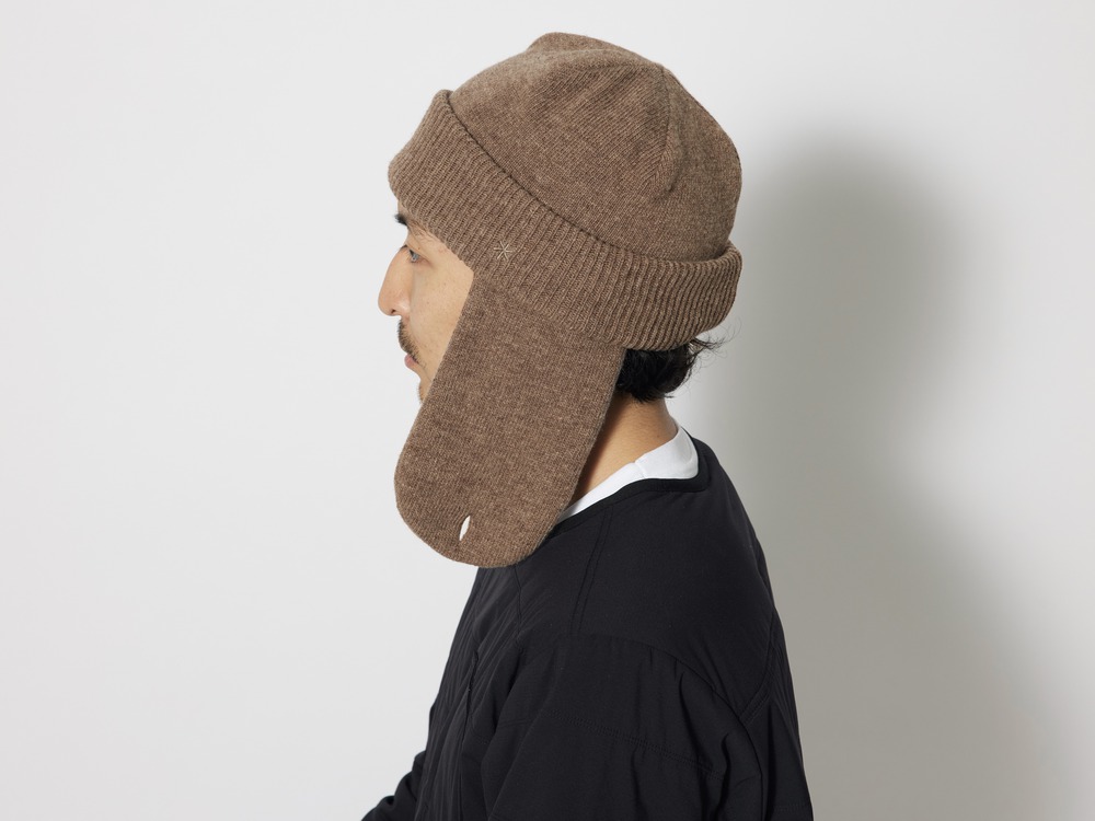 Knit Flight Cap One Brown