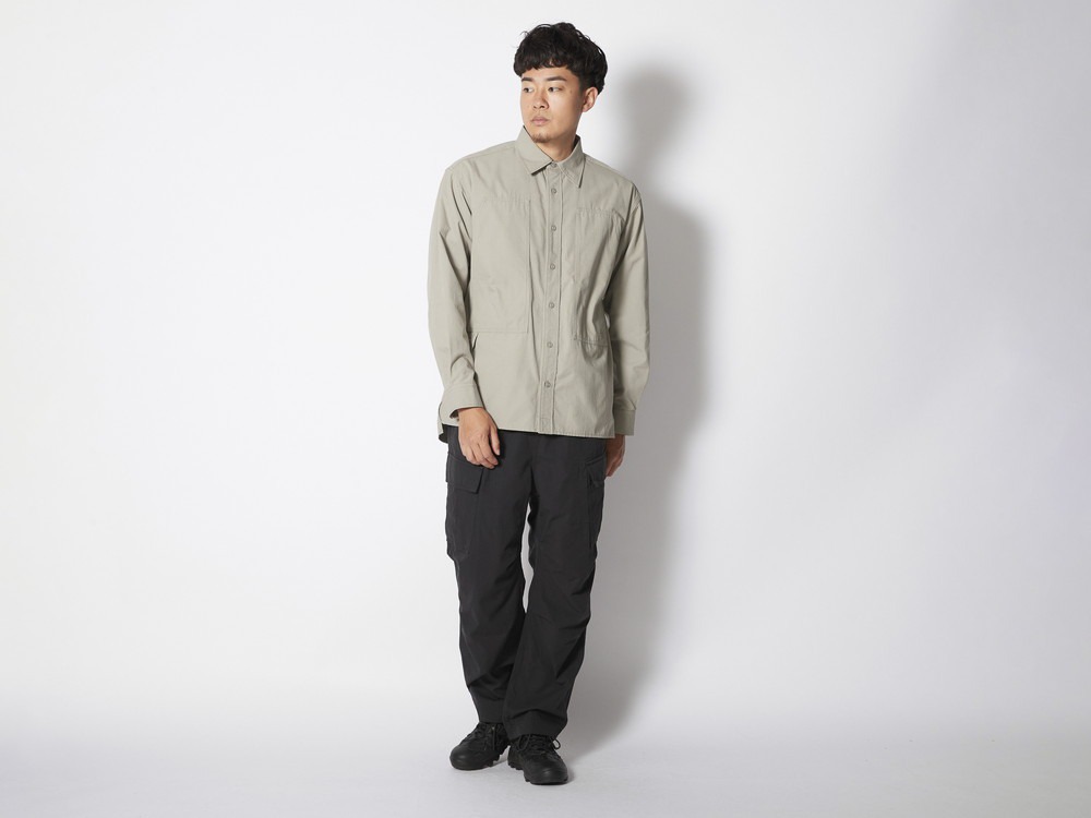 TAKIBI Light Ripstop L/S Shirt S Lightgrey